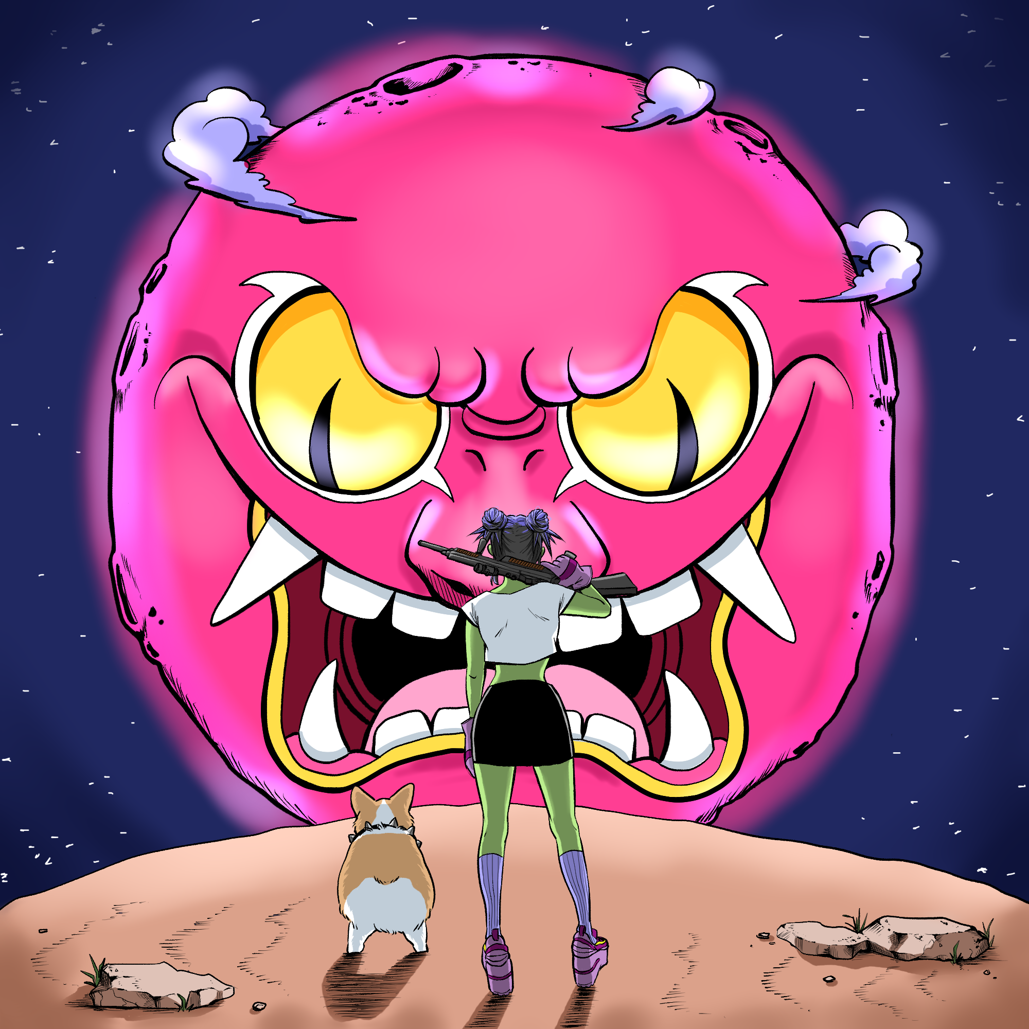 月と睨めっこ